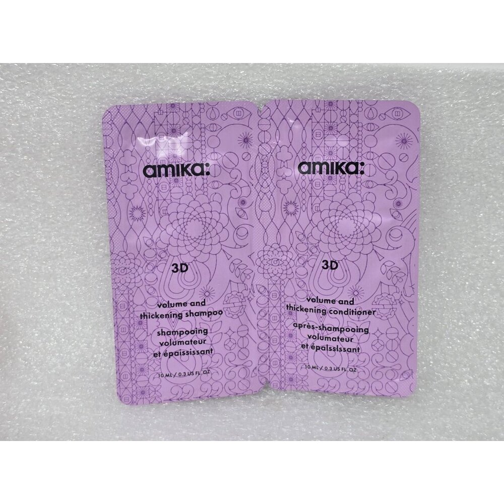 Amika 3D Volume & Thickening Shampoo & Conditioner Travel Size Sample Set .3 Oz